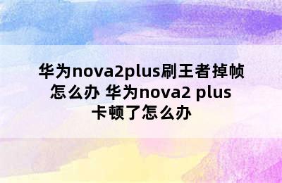 华为nova2plus刷王者掉帧怎么办 华为nova2 plus卡顿了怎么办